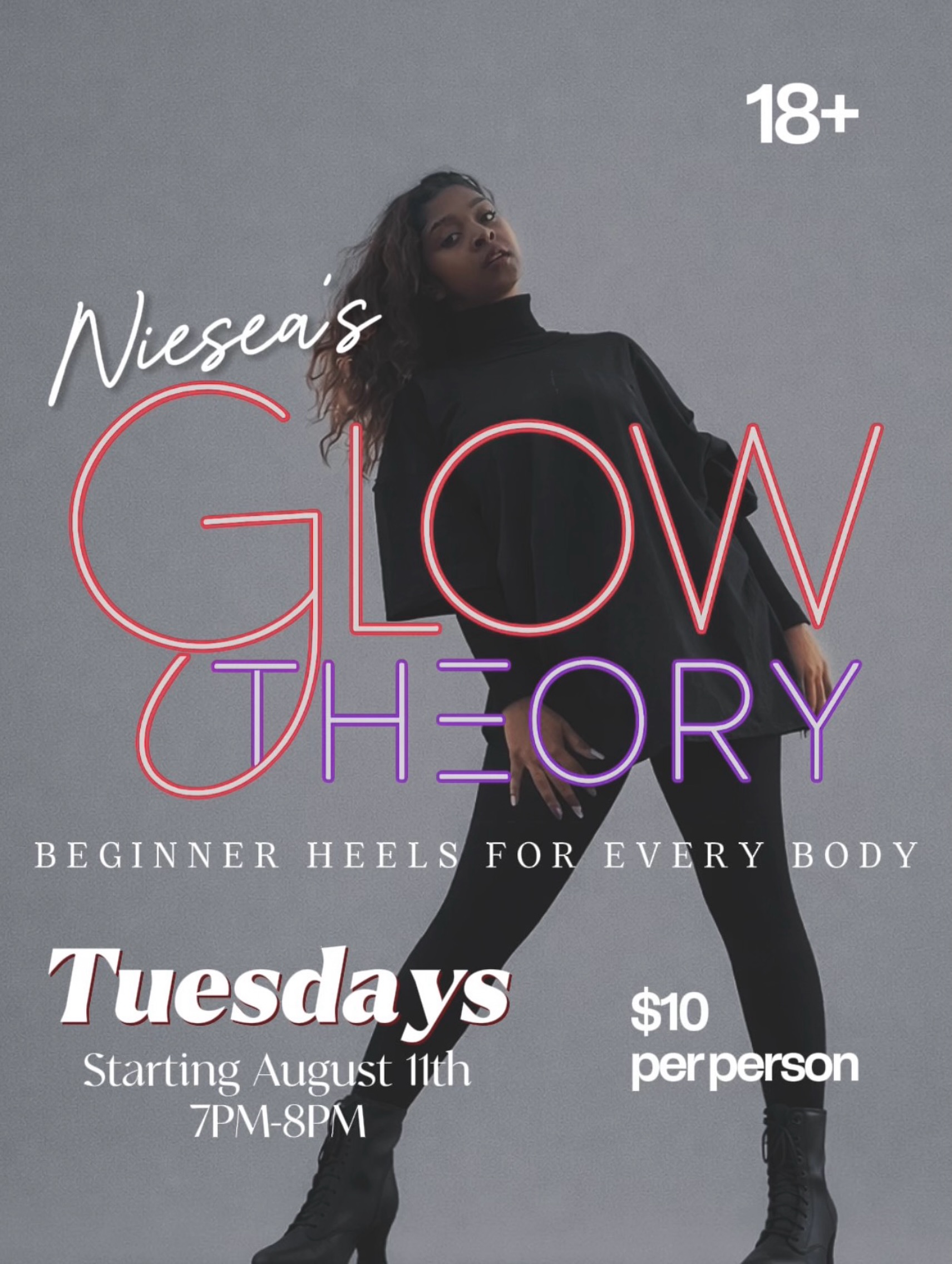 See you all tonight at Glow Theory ✨ Adult Beginner Heels Class! This isn’t just a dance class! Expect this journey to help you reclaim your confidence and glow!