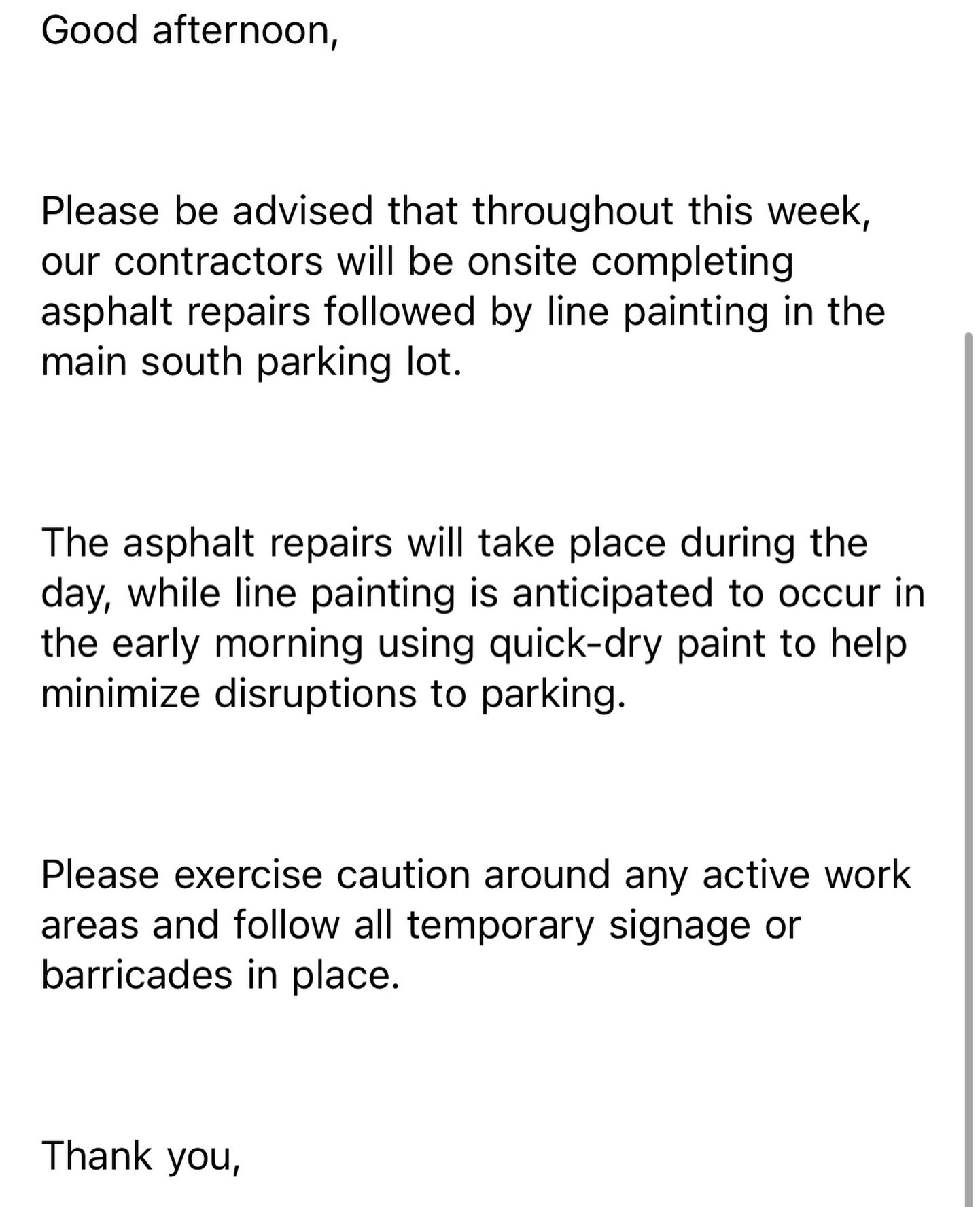 ?PARKING LOT ANNOUNCEMENT?
It’s tiiiiiiime!
The parking lot is getting fixed & repainted! Please be aware when you are in this week!
