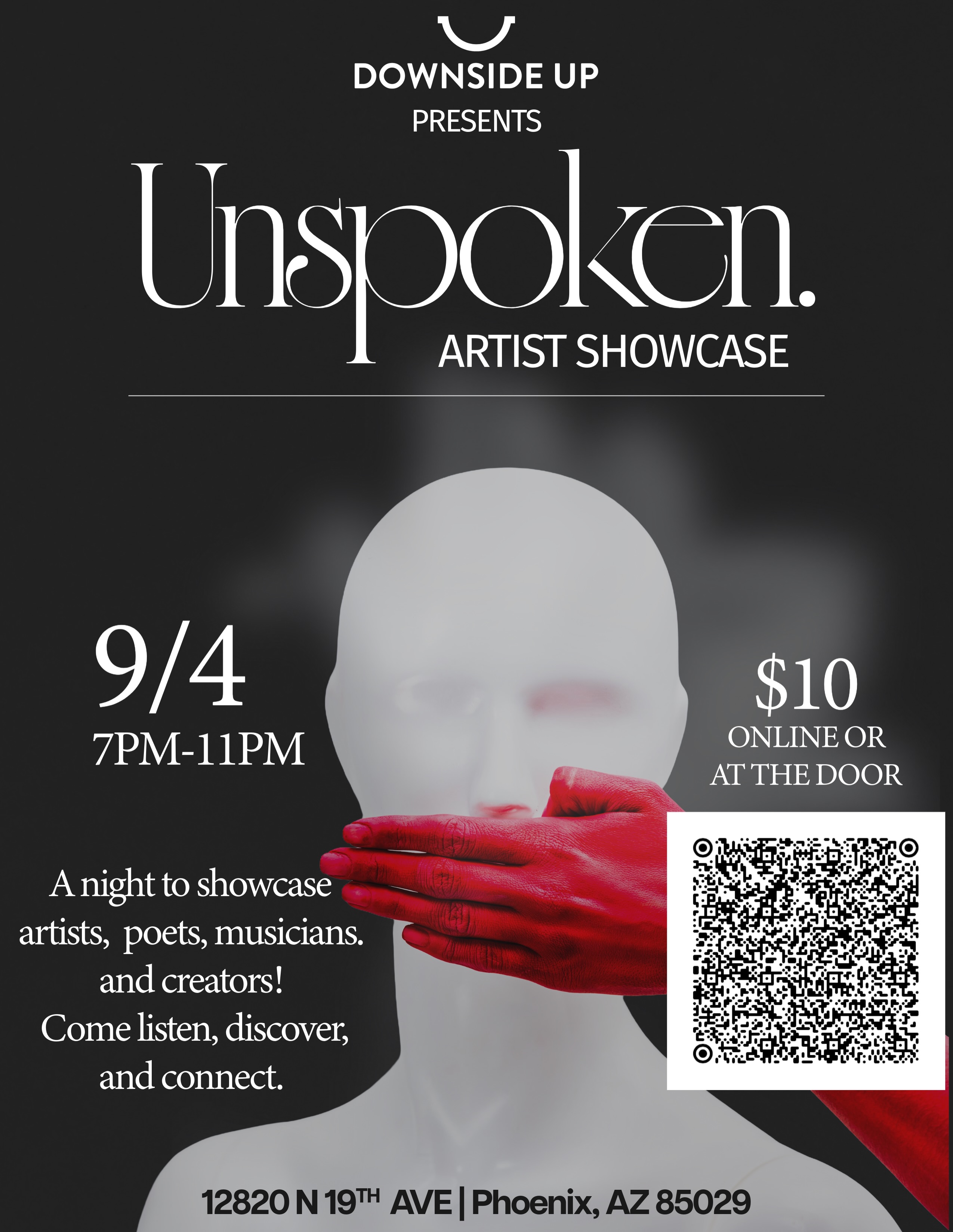 THIS FRIDAY!
Join us for a night of art and creativity! You do not want to miss this lineup of talented musicians and artists. Come show your support and have some fun with us at Downside Up!
Tickets are $10 online and at the door!
See you all there!❤️
#firstfriday #phoenix #music #artist #thingstodo