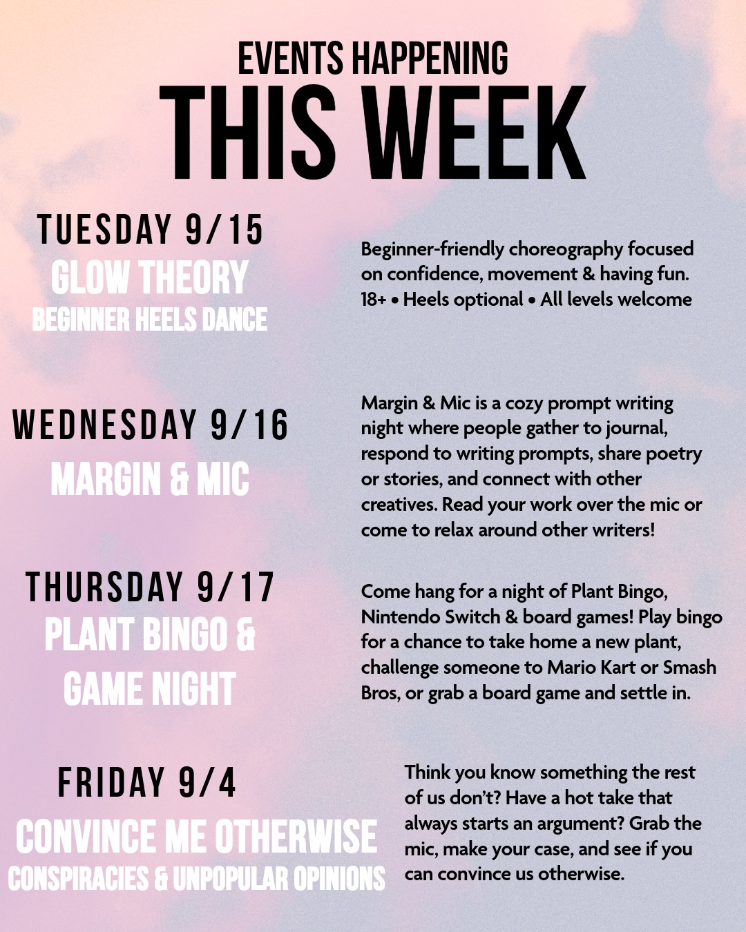 THIS WEEK!!! Which one are you coming to????
